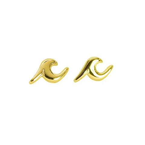 Gold wave-shaped stud earrings from the Shining Star Tassel collection for elegant occasions