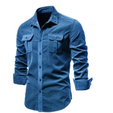 Shirts For Men Wear Shirt College Tops Longsleeve Blue - Denim Blue / M