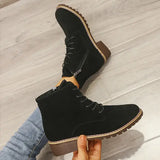 Short Boots Women Round Toe Martin Boots Women - Black / 35 - Hair Remover