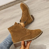 Short Boots Women Round Toe Martin Boots Women - Brown / 35 - Hair Remover