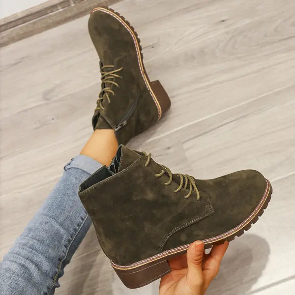 Short Boots Women Round Toe Martin Boots Women - Green / 35 - Hair Remover