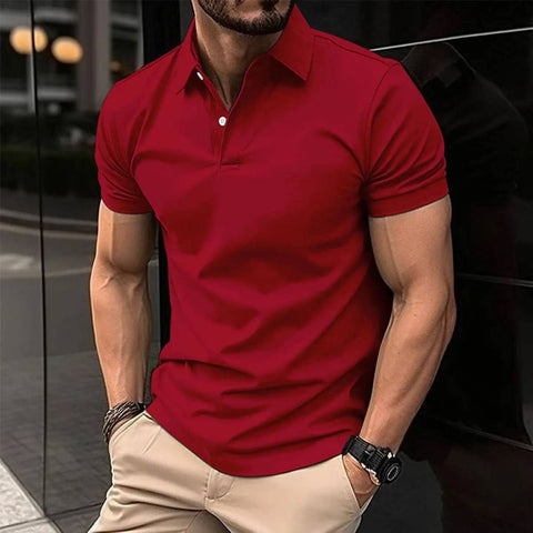 Short Sleeve Polo Shirt Men - Red / 2XL