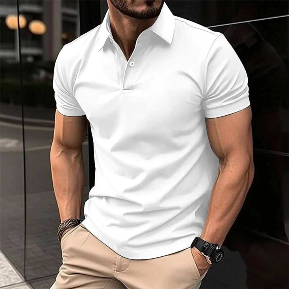 Short Sleeve Polo Shirt Men - White / 2XL