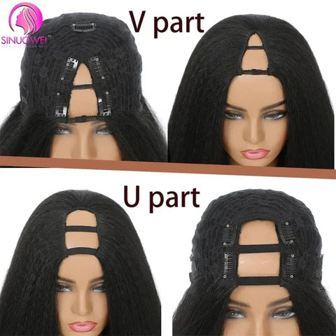 Short V Part Bob Wig – No Glue Straight Human Hair U Part Wig for Women, Brazilian Short Bob Style - Himpall