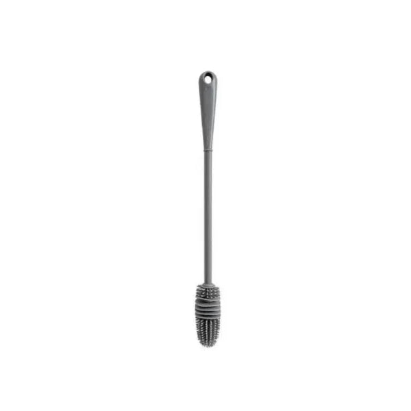 Silicone Bottle Brush – Long Handle Cup Scrubber for Milk Bottles Glasses & Kitchen Cleaning - Grey