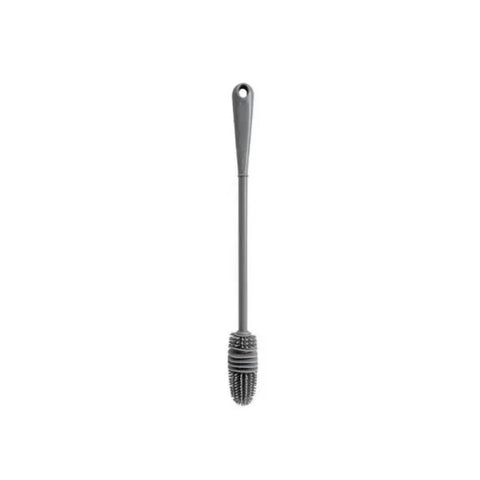 Silicone Bottle Brush – Long Handle Cup Scrubber for Milk Bottles Glasses & Kitchen Cleaning - Grey