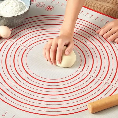 Silicone Kneading Mat for Baking - Dough Macaron and Cutting Board - 40x30cm / red