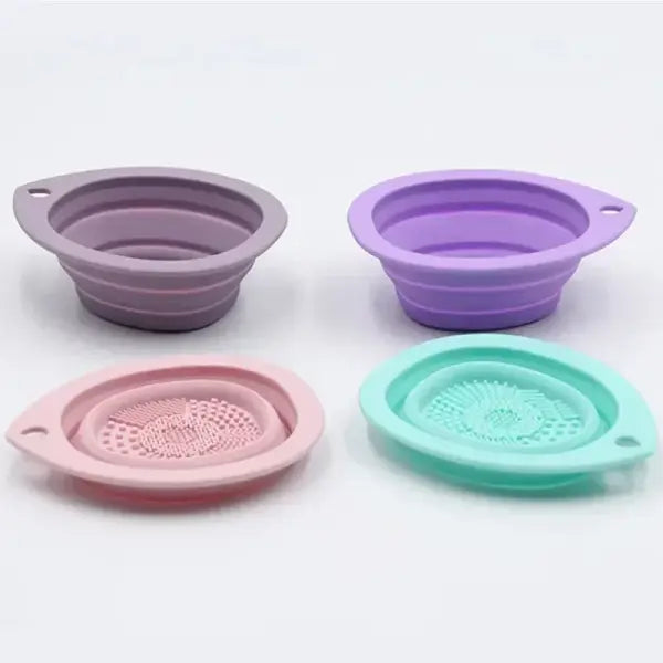Silicone Makeup Brush Cleaner Folding Powder Puff Cleaning Bowl Eyeshadow Brushes Washing Soft Mat Beauty Tools
