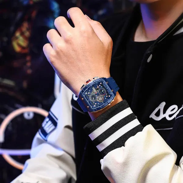 Silicone Stainless Steel Quartz Watch for Sports