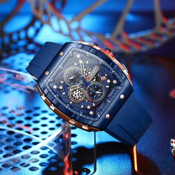 Silicone Stainless Steel Quartz Watch for Sports