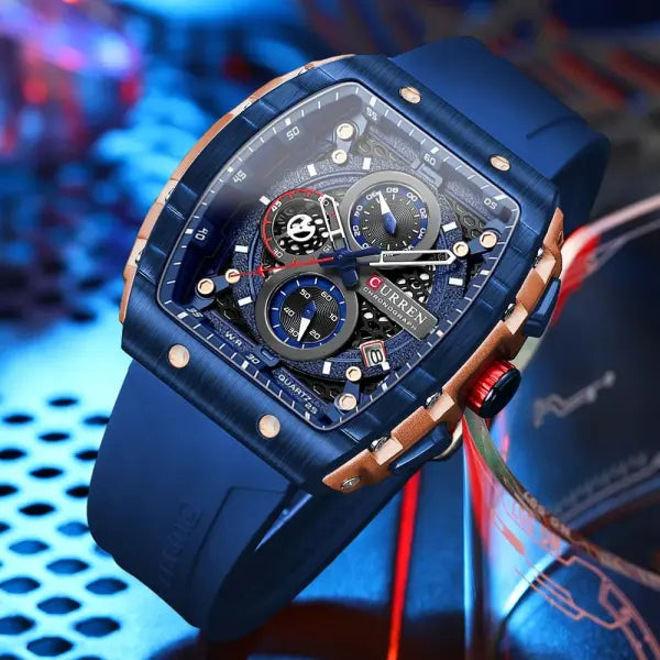 Silicone Stainless Steel Quartz Watch for Sports