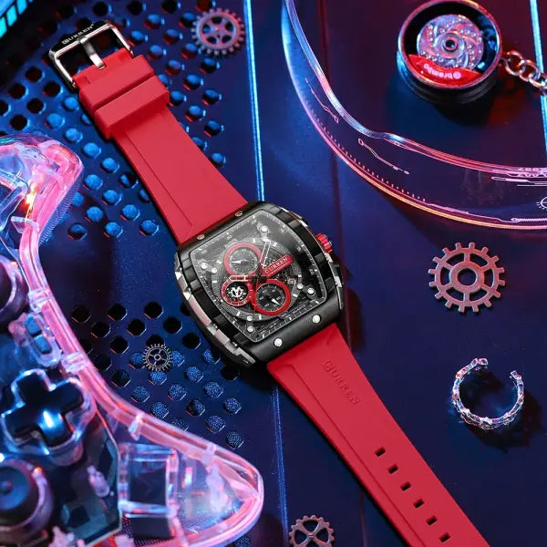 Silicone Stainless Steel Quartz Watch for Sports