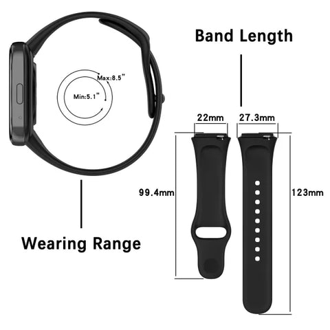 Silicone Strap for Redmi Watch 3/3 Lite – Sport Band Replacement