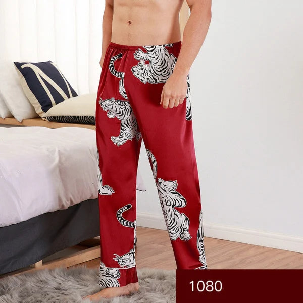 Silk Pajamas Print Long Sleep Pants for Ultimate Relaxation - Himpall
