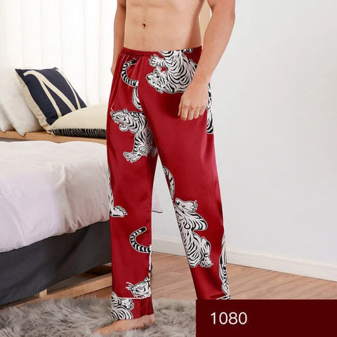 Silk Pajamas Print Long Sleep Pants for Ultimate Relaxation - Himpall
