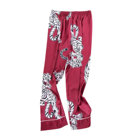 Silk Pajamas Print Long Sleep Pants for Ultimate Relaxation - Himpall