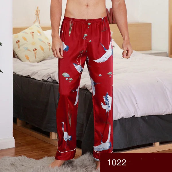 Silk Pajamas Print Long Sleep Pants for Ultimate Relaxation - Himpall