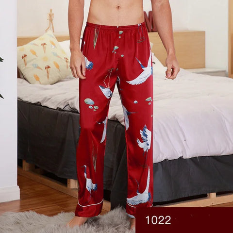 Silk Pajamas Print Long Sleep Pants for Ultimate Relaxation - Himpall