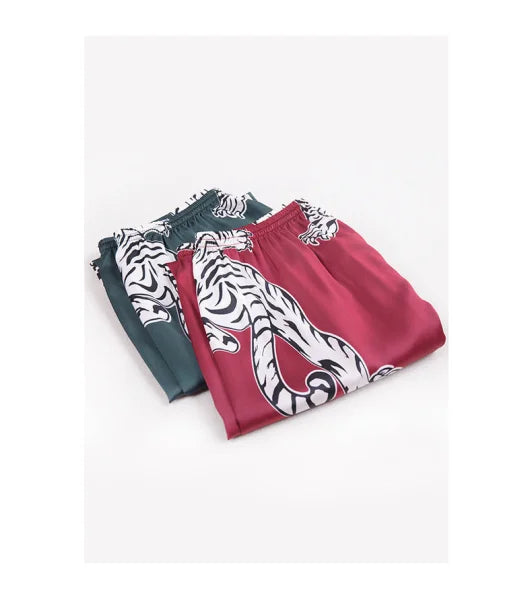 Silk Pajamas Print Long Sleep Pants for Ultimate Relaxation - Himpall