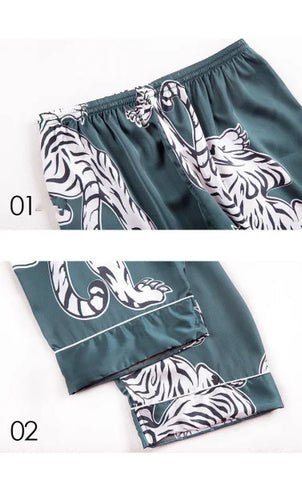 Silk Pajamas Print Long Sleep Pants for Ultimate Relaxation - Himpall