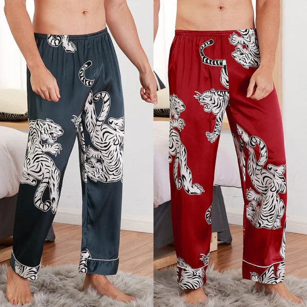 Silk Pajamas Print Long Sleep Pants for Ultimate Relaxation - Himpall