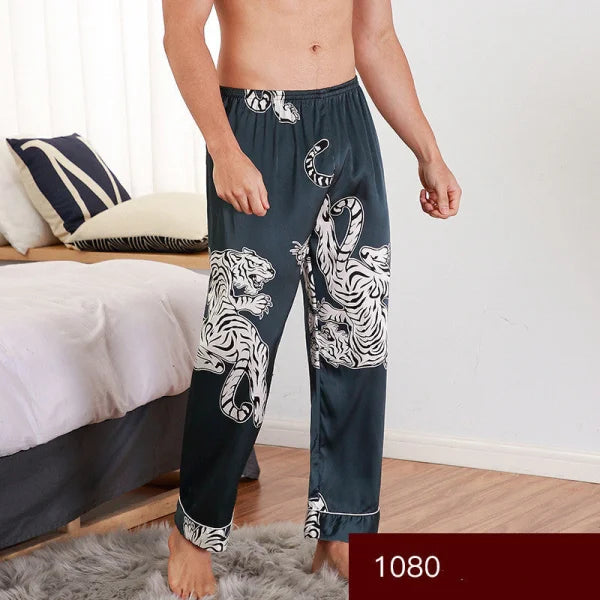 Silk Pajamas Print Long Sleep Pants for Ultimate Relaxation - Himpall