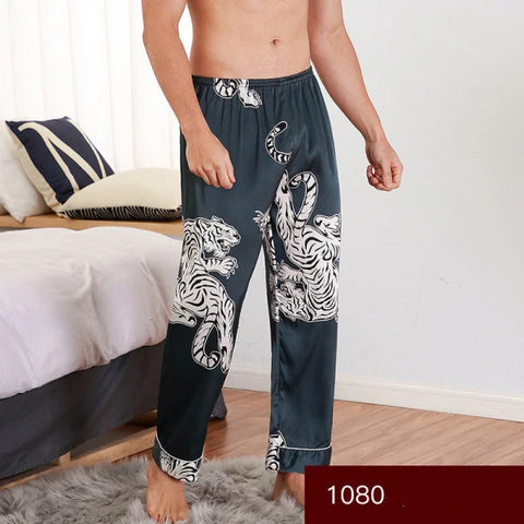 Silk Pajamas Print Long Sleep Pants for Ultimate Relaxation - Himpall