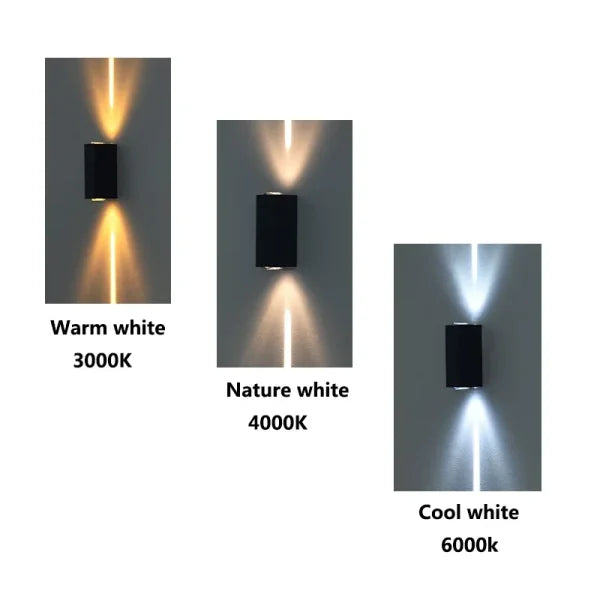 Silver Aluminum COB Outdoor Light - 6W IP65 Waterproof Up & Down Wall Sconce - Himpall