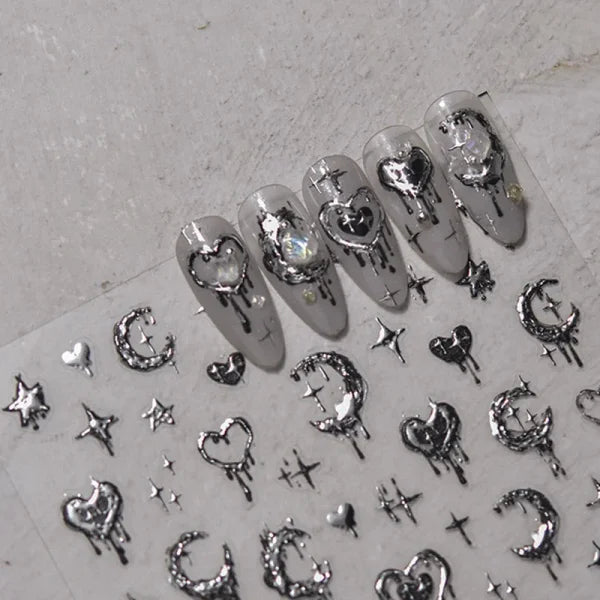 Silver Melted Heart Sticker for Women's Fashion and Beauty Products - Himpall