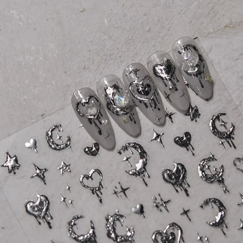 Silver Melted Heart Sticker for Women's Fashion and Beauty Products - Himpall