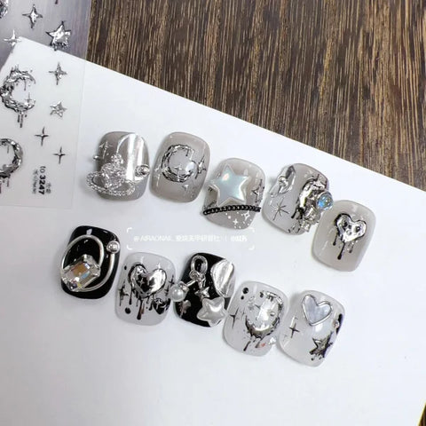 Silver Melted Heart Sticker for Women's Fashion and Beauty Products - Himpall