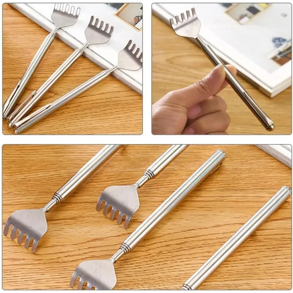 silvery Telescopic Back Scratcher Portable Extendable Stainless Steel Scratchers for Men Women ，Mothers Gifts，Gifts