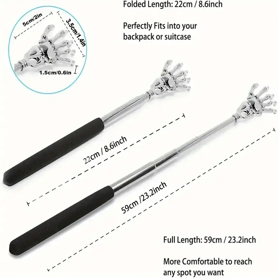silvery Telescopic Back Scratcher Portable Extendable Stainless Steel Scratchers for Men Women ，Mothers Gifts，Gifts