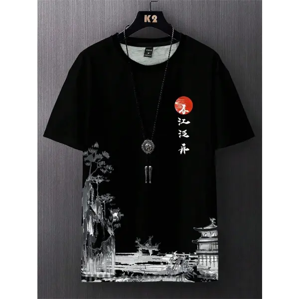 Simple Fashion Ancient Style T Shirts For Men Summer Trendy Crew Neck 3D Printed T-Shirts Loose Streetwear Harajuku