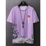 Simple Fashion Ancient Style T Shirts For Men Summer Trendy Crew Neck 3D Printed T-Shirts Loose Streetwear Harajuku