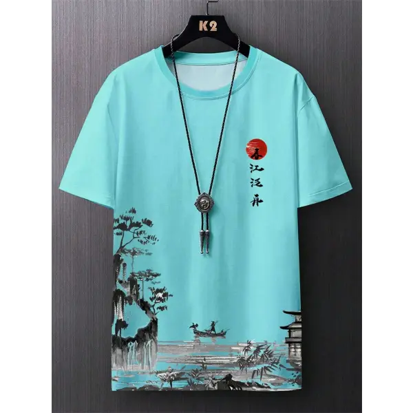 Simple Fashion Ancient Style T Shirts For Men Summer Trendy Crew Neck 3D Printed T-Shirts Loose Streetwear Harajuku