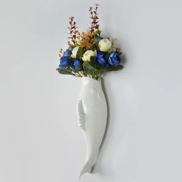 Simple Modern Creative Wall Ceramic Goldfish Vase Restaurant Mural Wall Hanging Three-Dimensional Wall Decoration