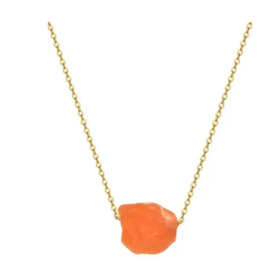 Simple Rainbow Stone Crystal Column Necklace with O Chain - Carnelian Stone / 1PCS - Hair Remover