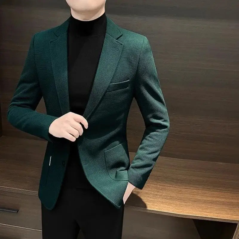 Single Breasted Male Business Blazer Casual Coat High Quality Clothing Menswear Korean Style Clothes Men’s Suit Dress