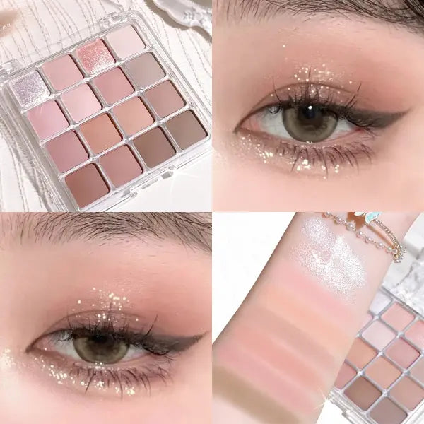 Sixteen-color sunset magic eye shadow plate pearl matte earth color Korean makeup eye shadow - 04