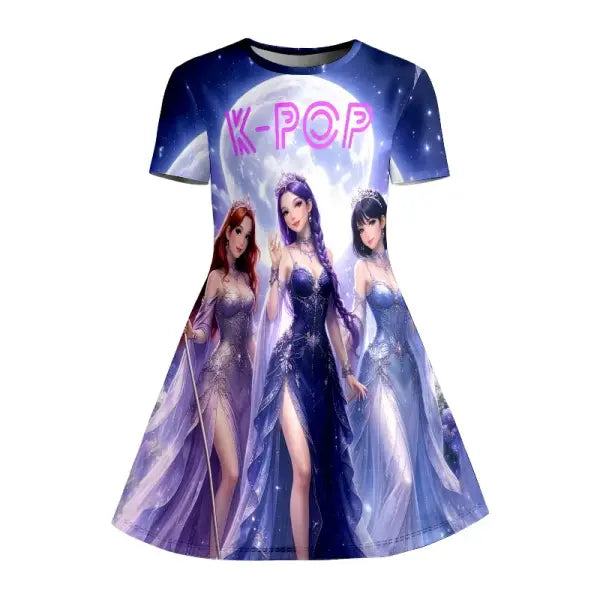 Size 6 Purple K Pop Princess Dress for All Seasons