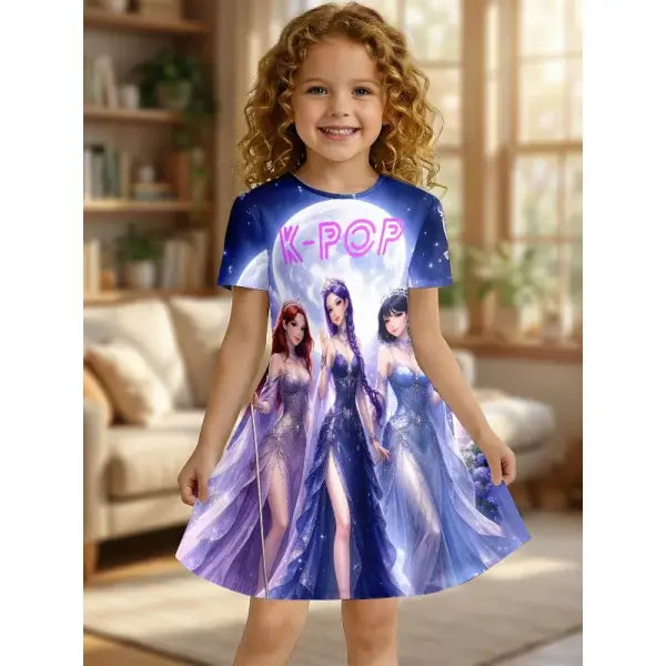 Size 6 Purple K Pop Princess Dress for All Seasons