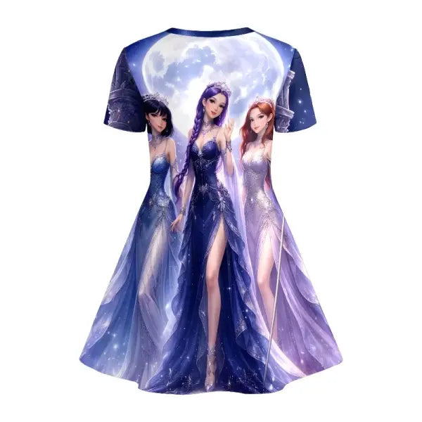 Size 6 Purple K Pop Princess Dress for All Seasons