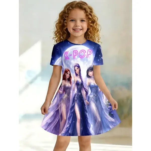 Size 6 Purple K Pop Princess Dress for All Seasons