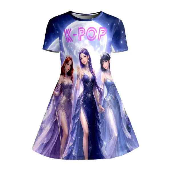 Size 6 Purple K Pop Princess Dress for All Seasons - YMLYQ26422-60 / 5-6Y