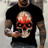 3D Skull Graphic T-Shirt for Men – Oversized Hip Hop Harajuku Short Sleeve Tee - P2TGL23KA / XXL