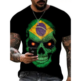 3D Skull Graphic T-Shirt for Men – Oversized Hip Hop Harajuku Short Sleeve Tee - P2TGL23KC / 5XL