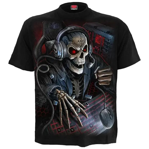 3D Skull Graphic T-Shirt for Men – Oversized Hip Hop Harajuku Short Sleeve Tee - P2TGL23KG / 5XL