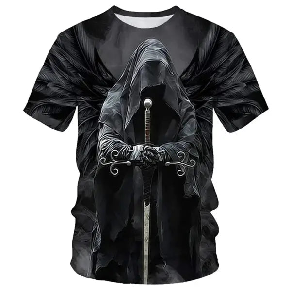 3D Skull Graphic T-Shirt for Men – Oversized Hip Hop Harajuku Short Sleeve Tee - P2TGL23KA / XL