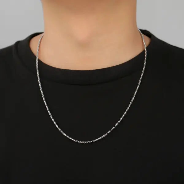 Stainless Steel Box Chain Necklace for Unisex (2-7mm) Punk Jewelry